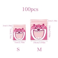 100 pièces/sac, sacs d'emballage alimentaire autocollants en forme de grande bouche de dessin animé, 4 en 1, pour biscuits, bonbons, chocolat