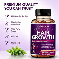 Capsules pour la croissance des cheveux avec biotine, favorisent des cheveux plus épais, réduisent la chute des cheveux pour des cheveux, une peau et des ongles sains, 120 capsules