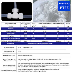 물 공급을 위한 ZDVseal 티 플라스틱 PTFE 파이프 피팅 1/4 "식품 및 화학 산업을 위한 동일 <span class=keywords><strong>T</strong></span> 조인트 - Product Image 2
