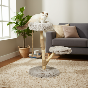 Árbol para Gatos de 2 Niveles, Rascador Ecológico para Gatos de Interior, Estilo Sólido, Diversión Felina para Todas las Estaciones - Product Image 2
