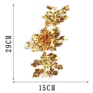 Bordado encaje tela pegatinas lentejuelas vestido de novia bordado pegatinas malla inferior flor parches - Product Image 3