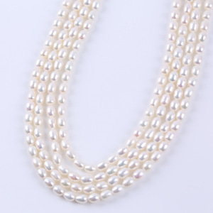 Perles d'eau douce naturelles de haute qualité, 5-6 mm, blanches, en forme de mètre, semi-finies, pour la fabrication de bijoux en collier, vente en gros - Product Image 2