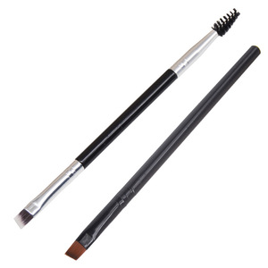 <b>Angled</b> Double-Ended <b>Eyebrow</b> <b>Brush</b> 15cm Plastic Handle Wavy Nylon Bristles For <b>Eyebrows</b> And Eyelashes Makeup Tool - Product Image 2
