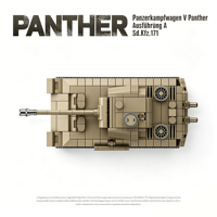 Tanque Mediano Panther Alemán de la Segunda Guerra Mundial, Juguete Educativo de Construcción de Plástico ABS Unisex para Mayores de 14 Años