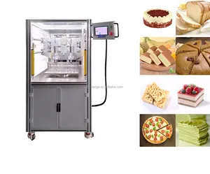 Commercial Bakery machinery ultrasonic horizontal sponge sandwich cake layer cheese butter pizza cutting slicing cutting machine