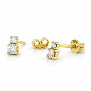 Boucles d'oreilles de luxe Dhani Jewels en or 14 carats avec deux pierres, diamants naturels de clarté VS, vente en gros pour boutiques - Product Image 5