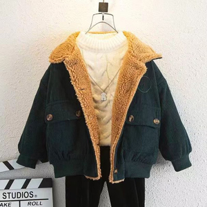 Veste en velours côtelé personnalisée avec logo pour enfants, doublée polaire, chaude, épaisse, pour l'automne et l'hiver, pour garçons et filles - Product Image 6
