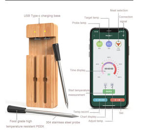 Super rapide 2 sondes sans fil IP67 étanche thermomètre à viande numérique en acier inoxydable <span class=keywords><strong>cuisson</strong></span> intelligente Bluetooth APP connexion - Product Image 1