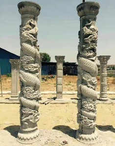 <span class=keywords><strong>Pierre</strong></span> de colonne de pilier de Dragon décorative <span class=keywords><strong>extérieure</strong></span> sculptée à la main GRC personnalisée de haute qualité avec un design de Dragon complexe - Product Image 2