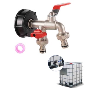 Raccords de réservoir IBC à double tête S60X6 de 1/2 pouce, vanne de remplacement pour adaptateur de raccordement d'eau, robinet de réservoir IBC, raccord de tuyau de 1/2 pouce - Product Image 1