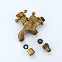 Robinet mural en laiton bronze antique pour machine à laver, double fonction, design séparé, pour évier de serpillière, extérieur, balcon, eau froide uniquement