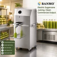 BANMO Elektrische Suikerrietpers Automatische Rietensap Extractor RVS Commerciële Drankapparatuur Mobiele Eenheid