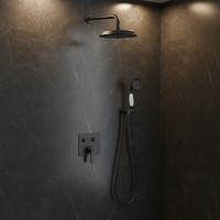 Ensemble de douche HONGDEC rétro en laiton brossé or rose non revêtu, mitigeur de douche chaud/froid mural pour salle de bain