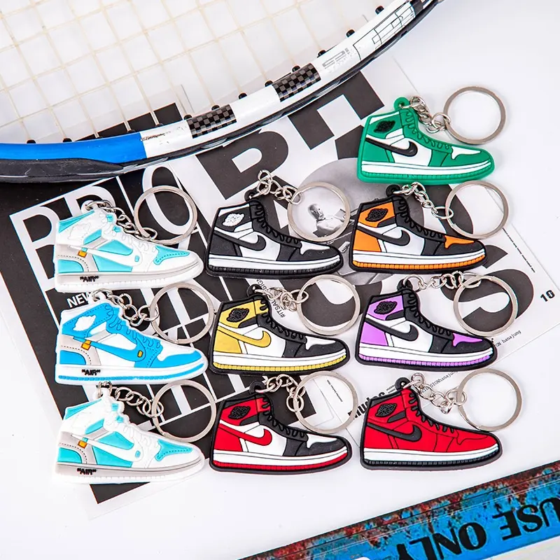 Wholesale Custom Mini Sneaker Keychain Shoe PVC Key Chain Shoe 3D Sneaker Keychain With Box