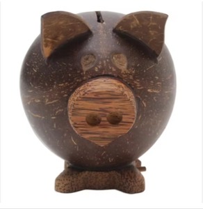 Hucha de Cáscara de Coco Hecha a Mano, Ecológica, Natural, para Ahorrar Monedas, Decoración para el Hogar, Artículo de Regalo - Product Image 2