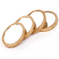 Petit miroir rond en bois, miroir de poche portable HD, mini miroir de maquillage en bois, miroir de poche personnalisé en bambou, miroir compact