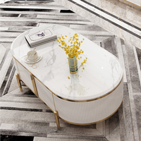 Meuble TV YSS au design moderne et épuré, ensemble de tables basses de luxe avec plateau en marbre noir, ensemble de tables centrales en pierre pour l'ameublement de la maison
