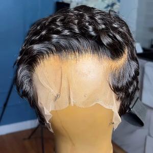 วิกผมชิโอม่าลดราคาสุดฮอต 13x4 HD วิกผมหน้าผากโปร่งใสแบบลูกไม้ วิกผมหยิกทรงพิกซี่ สีดำธรรมชาติ วิกผมแท้ 100% สำหรับ<span class=keywords><strong>คน</strong></span>ผิวสี - Product Image 2