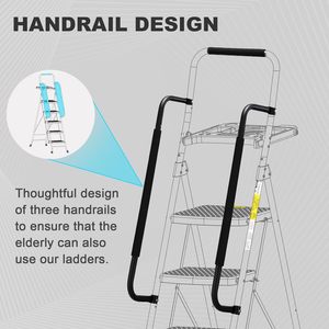 Household <b>Folding</b> Telescopic A Frame Ladder With Handrail Multi-Function <b>Step</b> <b>Stool</b> Climbing Ladder Storage Stand - Product Image 3