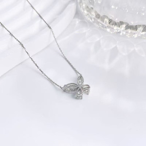 Collier pendentif en or blanc 18 carats avec diamant de laboratoire, or jaune, coupe marquise, <span class=keywords><strong>papillon</strong></span>, ajustable, bijoux fins, breloque délicate - Product Image 2