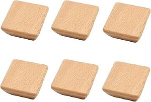 <b>Set</b> 6 Unfinished 45mm <b>Square</b> Shaped Natural Wooden Cabinet Knobs Wood Pull Handles Screws Eco-Friendly Lightweight Modern Decor - Product Image 5