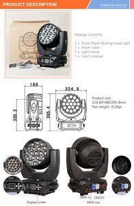 <span class=keywords><strong>Testa</strong></span> <span class=keywords><strong>Mobile</strong></span> Wash 4 in 1 19*15W RGBW con Zoom, Luce per Palco e Club, Tubo <span class=keywords><strong>LED</strong></span> Pixel Ausiliario per Eventi, <span class=keywords><strong>Testa</strong></span> <span class=keywords><strong>Mobile</strong></span> <span class=keywords><strong>LED</strong></span> - Product Image 4