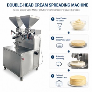 Máquina doble cabezal para untar crema, repostería, crepes, pasteles, untador <span class=keywords><strong>de</strong></span> crema <span class=keywords><strong>de</strong></span> mantequilla, salsa <span class=keywords><strong>de</strong></span> durian, salsa <span class=keywords><strong>de</strong></span> chocolate, maquinaria alimentaria - Product Image 5