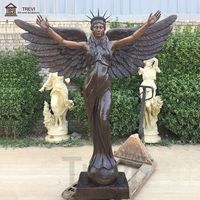 Figurine moderne taille réelle gardien ailé en bronze, statue d'ange en arche de gabriel avec épée de maintien
