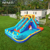 Château gonflable double toboggan combiné, capacité 4 personnes, tissu Oxford 420D+840D, pour usage extérieur, petit château