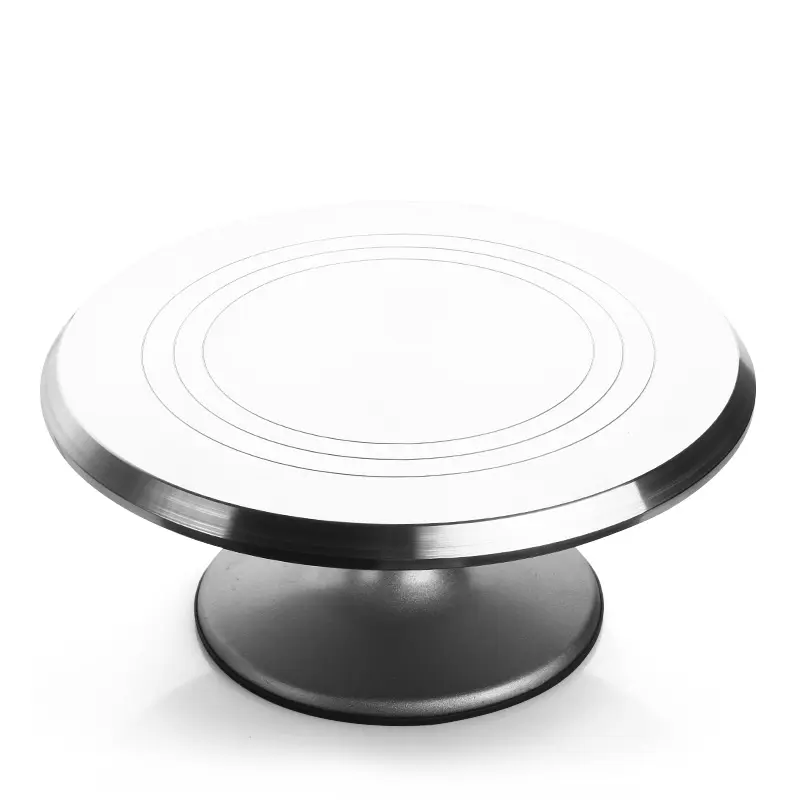 Venta especial pastel de aleación de aluminio tocadiscos 12 pulgadas pastel tocadiscos utensilios para hornear decoración mesa pastel Tocadiscos