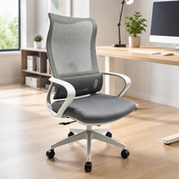 Chaise de bureau exécutive ergonomique moderne à dossier haut en maille avec support lombaire réglable, siège de travail pivotant pour bureau à domicile