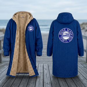 Rockie <b>Beach</b> Sports Club Men's Long Fleece Jacket With Hood Zipper Closure Thick Winter <b>Coat</b> Blue Plus Size Casual Style - Product Image 2