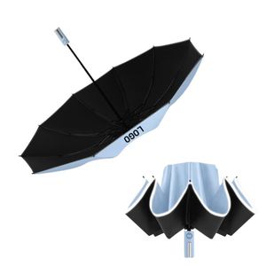 Automatic LED Light Umbrella Custom Logo Three Folding Reverse UV Protection Rain Umbrella with Logo - Product Image 2