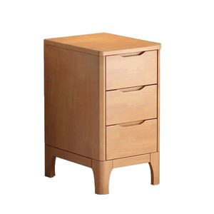 Mesita de noche de madera, mesita de noche creativa para dormitorio, mueble de almacenamiento multifuncional de madera maciza de tres niveles - Product Image 3