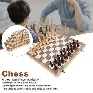 Custom High Quality 3 in 1 Foldable Natural Wood <strong>Chess</strong> Board <strong>Set</strong> With Poker <strong>Set</strong> <strong>Novelty</strong> Board Game Company Promotion Gifts - Product Image 2
