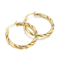 Kalen-pendientes de aro redondos de 30mm de distorsión para mujer, joyería de acero inoxidable chapado en oro de 18k