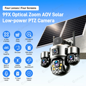 Caméra de sécurité solaire PTZ 4G avec zoom 99x, 20MP, 4 objectifs, 4 écrans, sans fil, AOV, enregistrement 24h/24, suivi automatique, détection de mouvement - Product Image 2