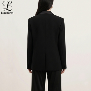 Blazer Formal para Mujer, con Solapa de Satén en Contraste, para Negocios, Fiestas, Oficina, Trabajo, Talla Grande, con un Solo Botón, Antiestático - Product Image 2