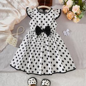 Vestido de Verano para Niñas, Estampado de Lunares, con Lazo de Princesa, Sin Mangas, para Niñas Pequeñas - Product Image 1