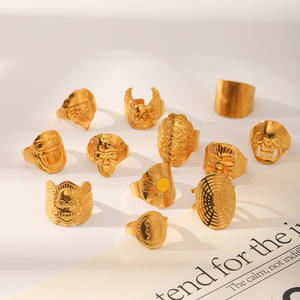 Кольца KITI в винтажном готическом стиле с текстурой, позолоченные PVD 18-каратным золотом, массивные, модные украшения - Product Image 6