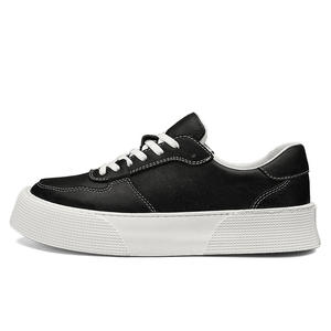 Zapatillas de Cuero Casuales para Hombre, con Punta Redonda, Cordones, Suela Gruesa, Transpirables, para Caminar, Estilo Moderno para Todas las Temporadas - Product Image 1