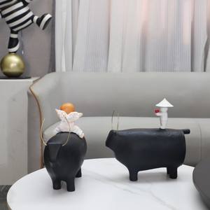 Figurine d'art créative nordique en résine, garçon <span class=keywords><strong>berger</strong></span> montant une vache, pour décoration de salon, chambre à coucher, chambre d'enfant, décoration intérieure - Product Image 3