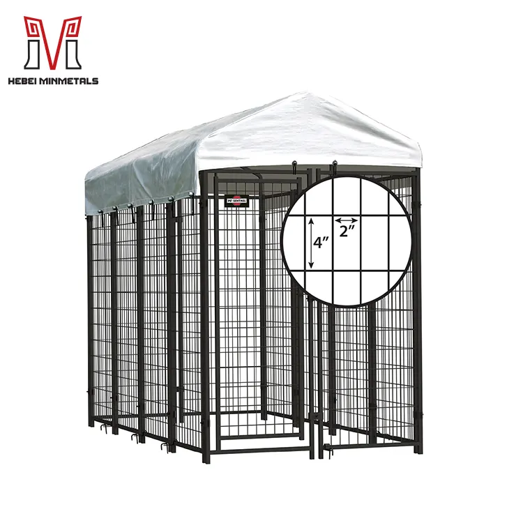 Cheap heavy duty metal portable dog run pet cage dog kennel wholesale with waterproof cover