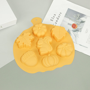 Silicone Cake Mold 7 Holes Pumpkin Leaf Squirrel Baking Mold Lemon Yellow Cake Tools - Product Image 3