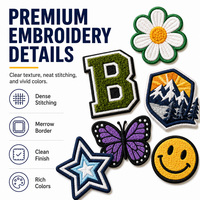Patchs brodés personnalisés OEM avec logo, à crochets et boucles, thermocollants pour jeans, chapeaux, casquettes et vêtements à presser à chaud