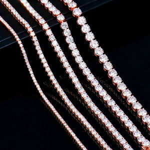 Nouveau design Bracelet tennis en argent 925 plaqué rhodium, serti de moissanite GRA VVS taille brillant 3mm 4mm 5mm, bijoux pour femme - Product Image 2