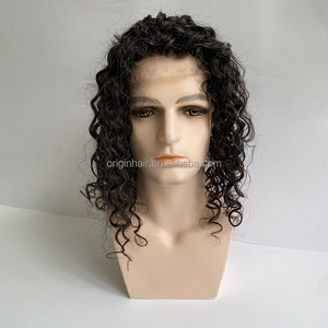Capelli lunghi naturali neri 1 b20 % Gery 100% capelli umani pizzo Forntal con Base PU protesica parrucchino personalizzato parrucchino per gli uomini - Product Image 1