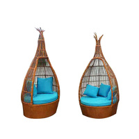 Mobilier d'extérieur Lit nid d'oiseau Corde de caca de jardin en osier Canapés Setsl Daybed Leisurefurnituresunbed Mobilier de salle à manger moderne