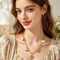 Collar de cadena de acero inoxidable con dijes de ala de ángel, corazón, concha, caballito de mar, estrella de mar y caracola para mujer, venta al por mayor