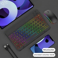 Mouse dan Keyboard Nirkabel Backlight untuk Tablet PC, Smartphone, dan Komputer Windows, iOS, Android, Kombinasi Mouse dan Keyboard Mini BT